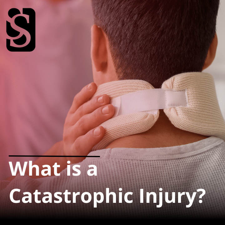 Man wearing a neck brace following a catastrophic injury. Title text on image reads 